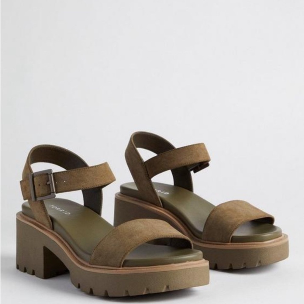 TORRID Olive Lug Bottom Heeled Chunky Sandals